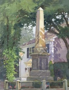 Civil War Monument - en plein air watercolor landscape painting by Frank Costantino