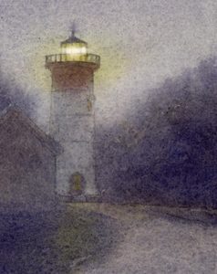 Foggy Light II - en plein air watercolor seascape maritime painting by Frank Costantino