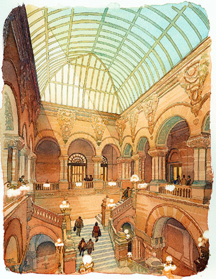 New-York-State-Capitol-Restoration-Albany-NY - watercolor architectural illustration rendering by Frank Costantino