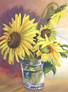 Sol's Blossoms - watercolor floral painting by Frank Costantino