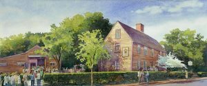 Strawberry Festival - en plein air watercolor landscape building painting by Frank Costantino