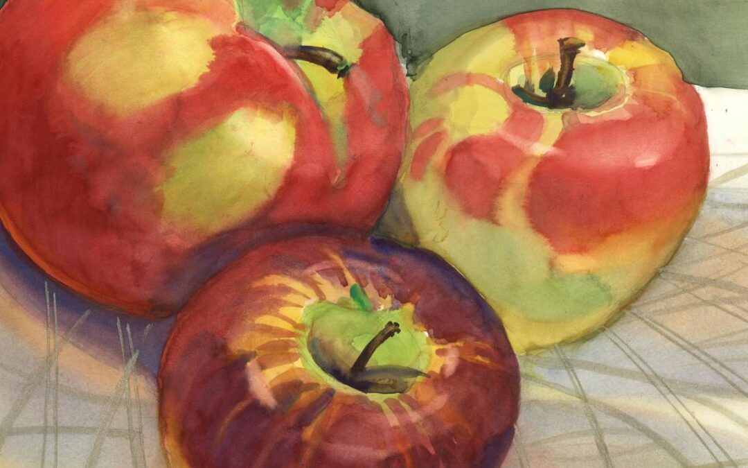 Trio for Pie - watercolor still life painting by Frank Costantino
