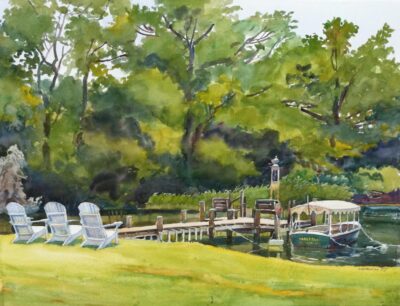 An Engagement of Land & Sea - en plein air watercolor seascape painting