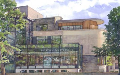 Boston University, Leventhal Center – watercolor architectural illustration and painting of building
