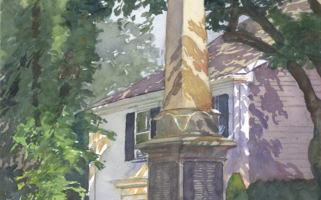 Civil War Monument – en plein air watercolor landscape painting by Frank Costantino