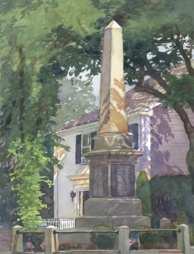 Civil War Monument - en plein air watercolor landscape painting by Frank Costantino