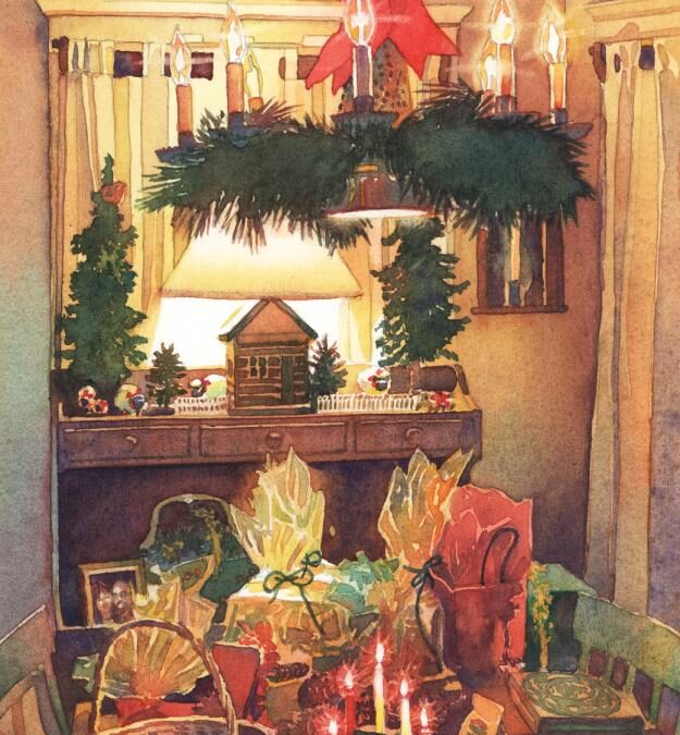 Golden Bundles of Good Cheer - watercolor still life painting by Frank Costantino