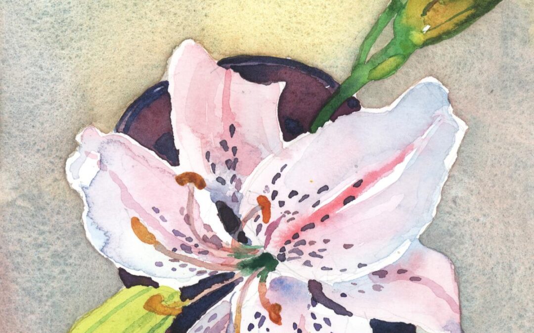 Hemerocallis in a Cup – watercolor floral painting