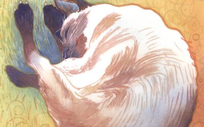 If a Cat Dreamt – watercolor painting of a cat