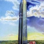  Liberty-Tower-Proposal-Jakarta-Indonesia - colored pencil architectural illustration rendering by Frank Costantino
