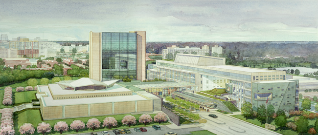 National Medical Library, Bethesda, MD – watercolor architectural illustration rendering