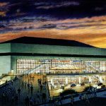 New Orleans Arena - watercolor architectural illustration rendering by Frank Costantino
