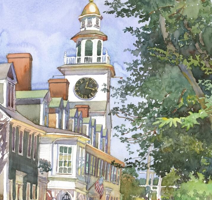 Orange Street Church – en plein air watercolor landscape building painting