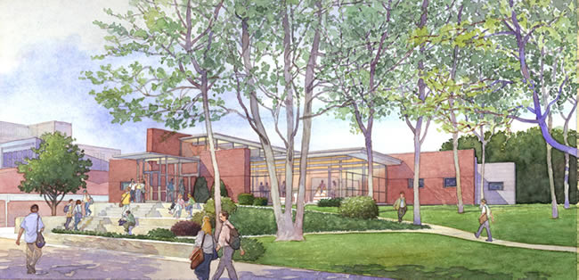 Penn State Teachers' Center, PA - watercolor architectural illustration rendering by Frank Costantino