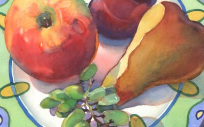 Plated Fruit Study – watercolor still life painting