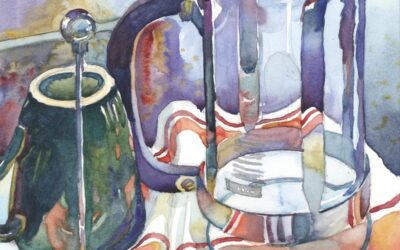 Post-Caffeinated – watercolor still life painting