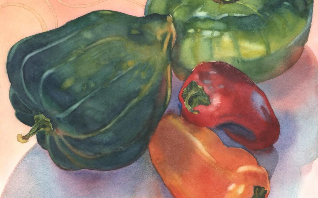Ratatouille Quartet – watercolor still life painting