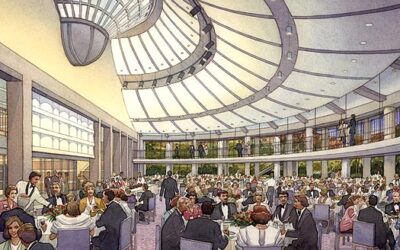 Skirball Cultural Center – Interior View, Los Angeles, California – watercolor architectural illustration rendering