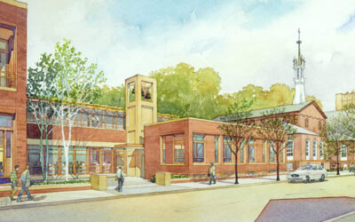 St. Thomas Moore Catholic Student Center – watercolor architectural illustration rendering