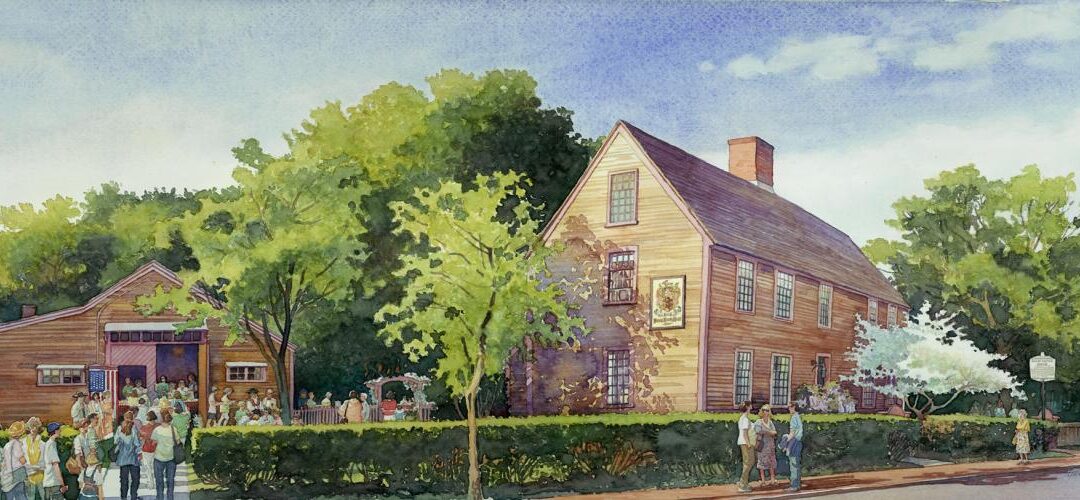 Strawberry Festival – en plein air watercolor landscape building painting by Frank Costantino