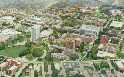 University of Kentucky, Master Plan, Lexington, KY – watercolor architectural illustration rendering