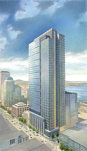 WaMu Center, Seattle, WA_AwardOfExcellence_AIP_20 - colored pencil architectural illustration rendering by Frank Costantino