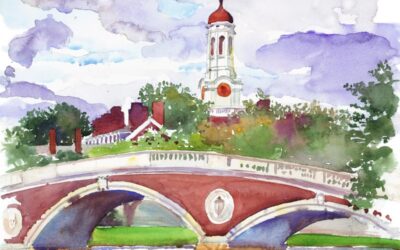 Wind Over the Charles – en plein air watercolor landscape painting